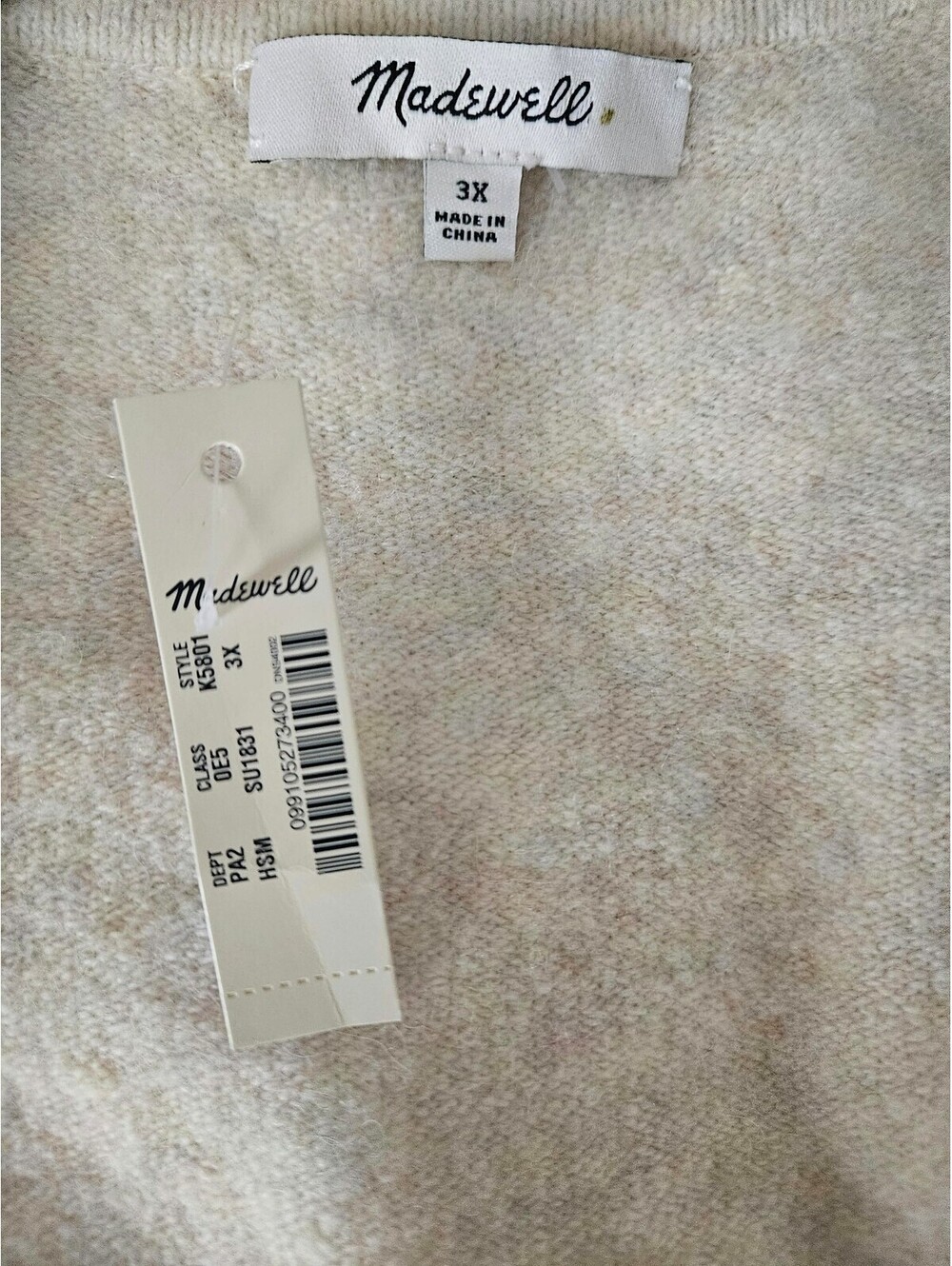 Madewell Cozy Two-Tone Open Front Cardigan with Pockets - Picture 9 of 9